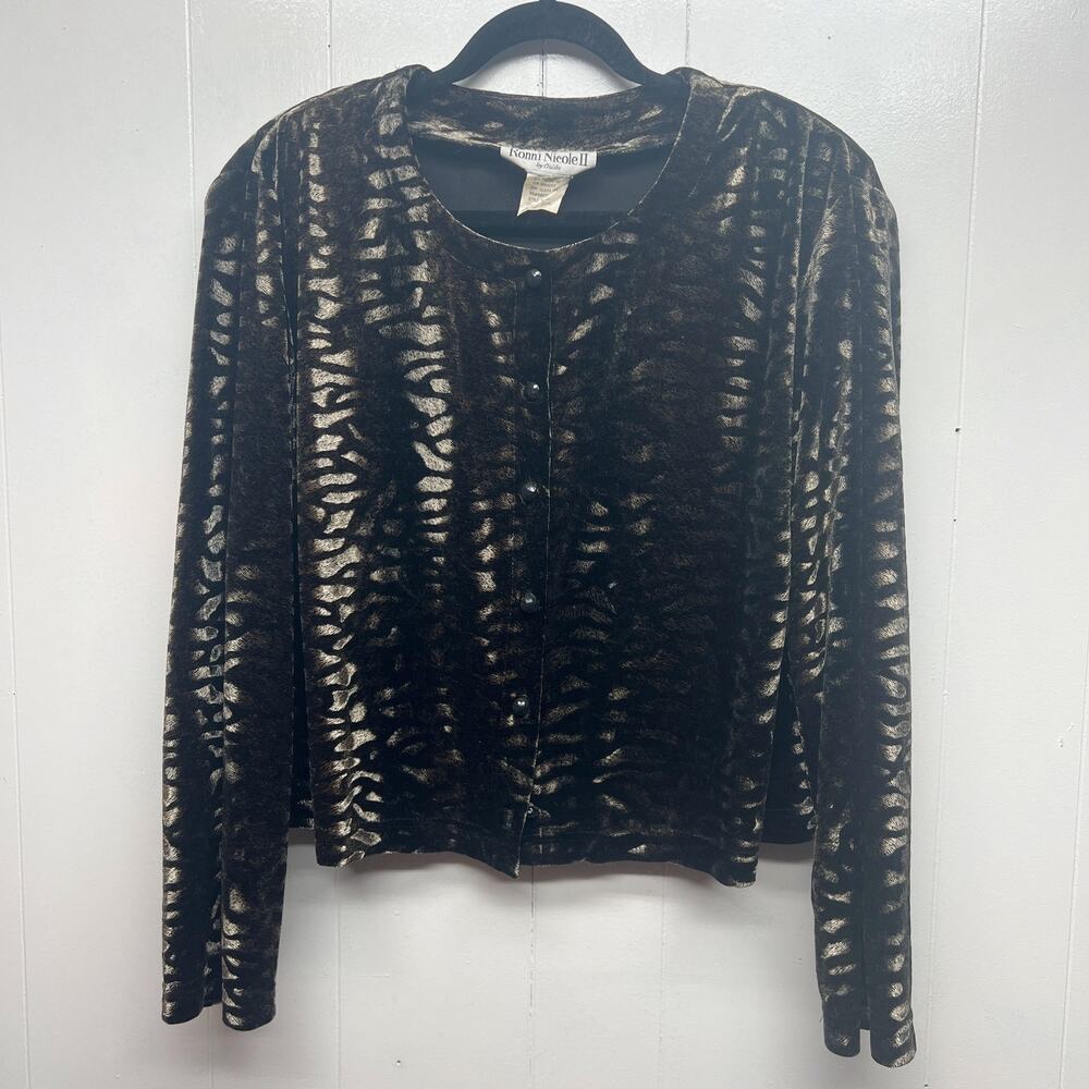 Ronni Nicole II Vintage Tiger Print Button Front Long Sleeve Womens Jacket Sz 22
